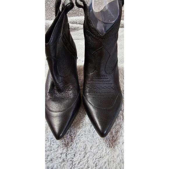 Jessica Simpson Nelda Western Cowboy Ankle Stiletto Booties 7 M Black Leather - Picture 3 of 7